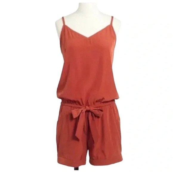 J. CREW Drapey Burnt Orange Sleeveless Romper Size XS - Picture 1 of 6